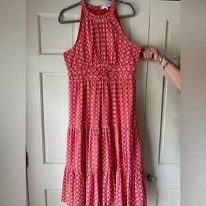 Red Floral Sleeveless Dress